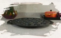 YUGN BLACK Poffertjespan Poffertjesmaker 6 Delige Set - 19 Poffertjes Incl Doseerfles Kwast Poffertjesvork Siliconen Ovenwanten - Platte Onderkant Poffertjespan Inductie Poffertjespan Elektrisch - Cadeau Tip -Aanbiedingen Keukengerei Winkel 1200x751