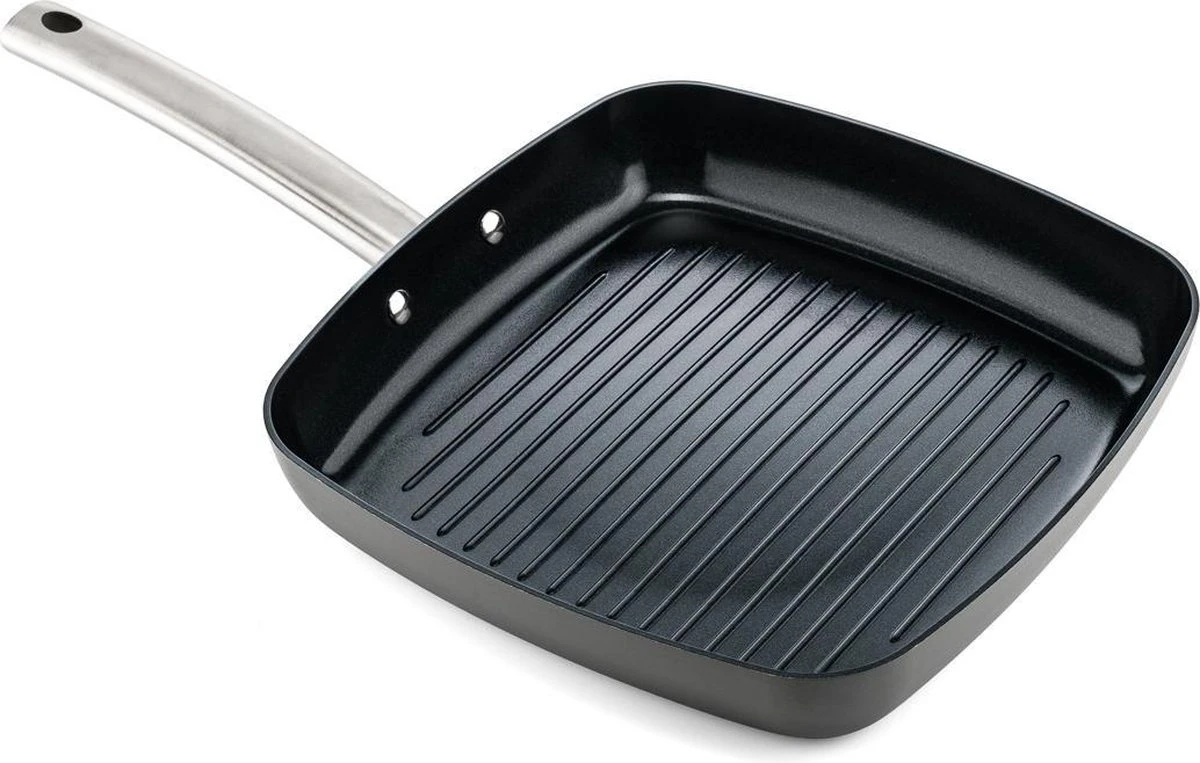 ISENVI Murray Keramische Grillpan 26 CM - RVS Greep 1 ISENVI Murray Keramische Grillpan 26 CM - RVS Greep
