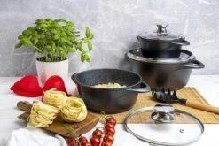 Smile - 8 Delige Pannenset - Antiaanbaklaag - Vaatwasser Bestendig - Geschikt Voor Iedere Kookplaat - MGK-18 - Zwart -Aanbiedingen Keukengerei Winkel 1200x800 45