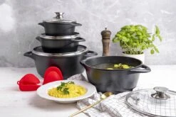 Smile - 8 Delige Pannenset - Antiaanbaklaag - Vaatwasser Bestendig - Geschikt Voor Iedere Kookplaat - MGK-18 - Zwart -Aanbiedingen Keukengerei Winkel 1200x800 46