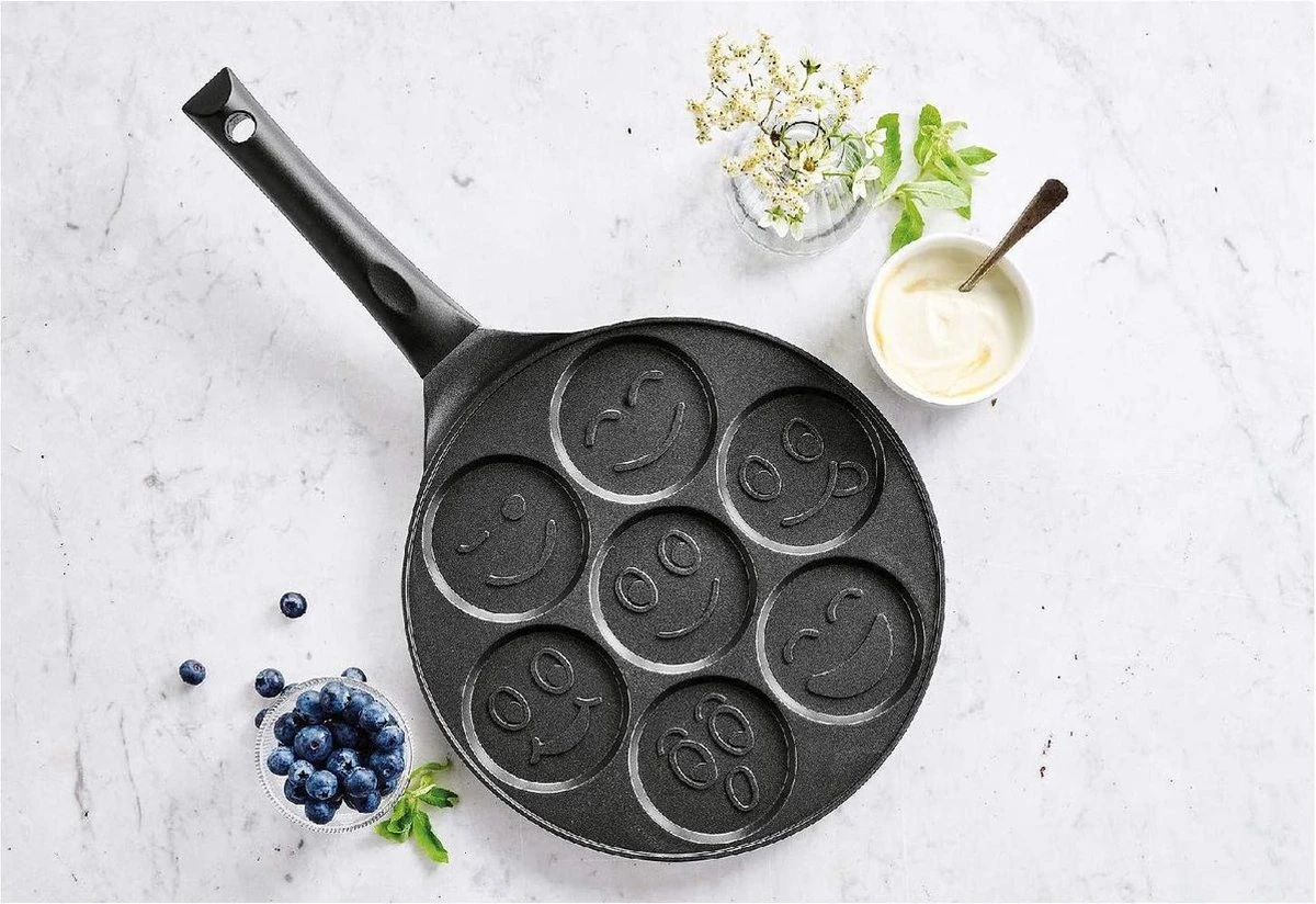 Royal Swiss Crêpemaker - Pancake Pannenkoeken 7 Kop - Marmeren Anti Aanbaklaag Met Smiley 2 Royal Swiss Crêpemaker - Pancake Pannenkoeken 7 Kop - Marmeren Anti Aanbaklaag Met Smiley - Afbeelding 2