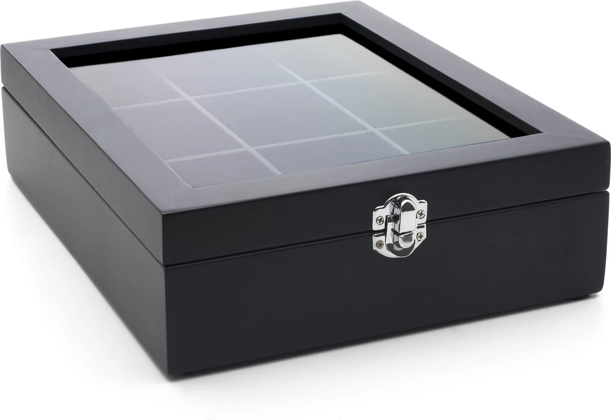 Bredemeijer - Theedoos 9-vaks Venster Bamboe Zwart 1 Bredemeijer - Theedoos 9-vaks Venster Bamboe Zwart