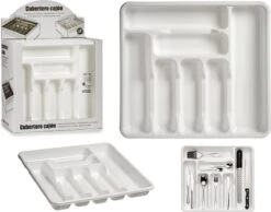 Kunststof Bestekbak/bestekhouder 7-vaks Wit 42 X 39 Cm - Keukenlade/besteklade Inzetbakken -Aanbiedingen Keukengerei Winkel 1200x941