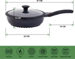 Wokpan - Multifunctionele 3 In 1 Pan Met Deksel + Wok + Hapjespan 28 Cm -Aanbiedingen Keukengerei Winkel 1200x953