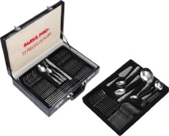 Swiss Pro+ Bestekset In Koffer-72 Delig-12 Persoons-Zwitsers Kwaliteit-Complete Set-100% Roestvrijstaal-Modern -Aanbiedingen Keukengerei Winkel 1200x967