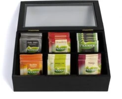 CasaLupo Theedoos Zwart 6-vaks - Met Fluweel - 24 X 16 Cm -Aanbiedingen Keukengerei Winkel 1200x983