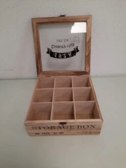 Merkloos Houten Theekist - 9-vaks Theedoos -Aanbiedingen Keukengerei Winkel 900x1200 25