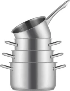 Sola Pannenset Blizz - 4 Delig - Ø Cm - Zilver - RVS - Sandwichbodem -Aanbiedingen Keukengerei Winkel 933x1200