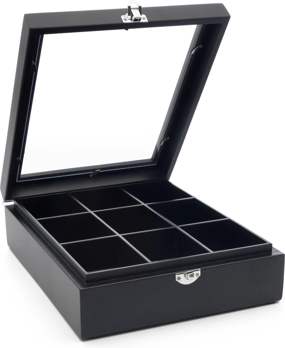 Bredemeijer - Theedoos 9-vaks Venster Bamboe Zwart 3 Bredemeijer - Theedoos 9-vaks Venster Bamboe Zwart - Afbeelding 3