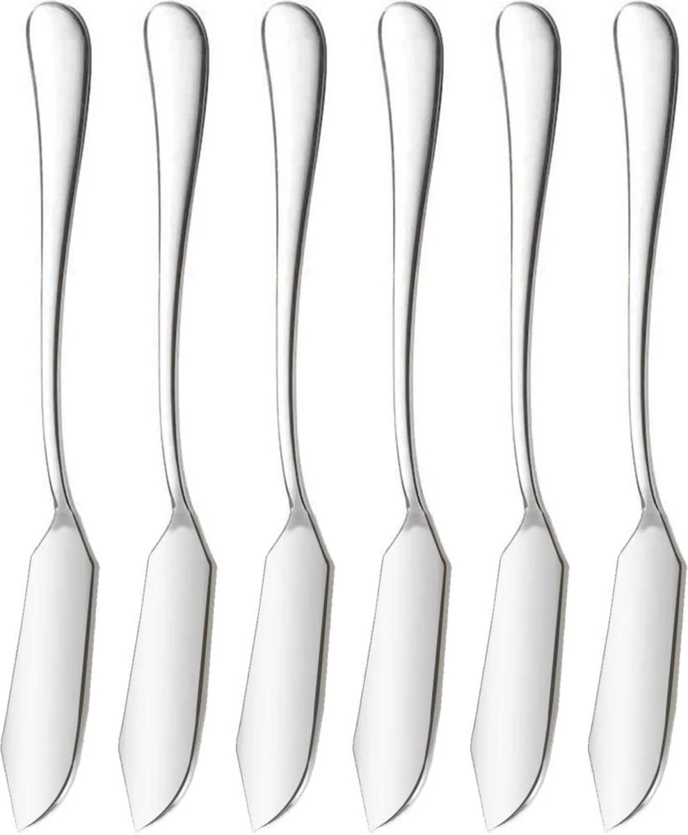 House Of Husk Botermesjes Set - Zilver - RVS - Botermes - Smeermessen - Tapas Mesjes - 6 Stuks 1 House Of Husk Botermesjes Set - Zilver - RVS - Botermes - Smeermessen - Tapas Mesjes - 6 Stuks